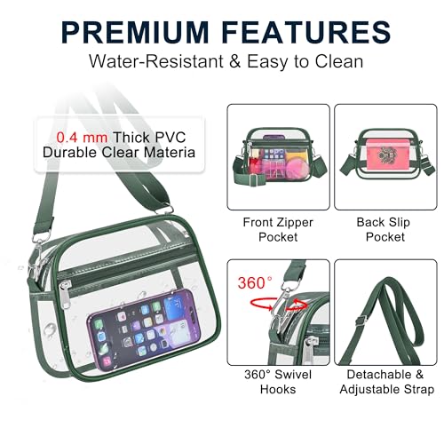 Image of Oraben Clear Bag for Stadium Events Clear Purse Stadium Bag Satchel Handbags for Sports Events Concerts Festivals | Stadium Approved