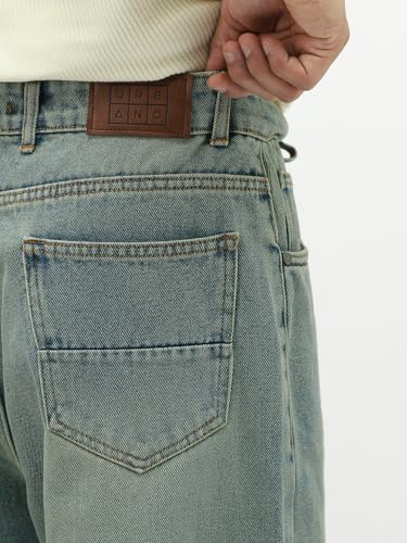 Image of Urbano Fashion Men's Loose Baggy Fit Heavy Washed Jeans Non-Stretchable