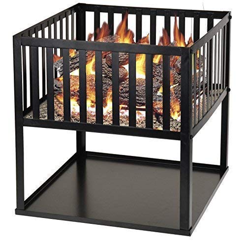 Garden Mile Large Black Square Metal Outdoor Garden Fire Pit Brazier