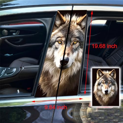 Image of 2pcs /1set Car B Pillar Sticker Decal Upgraded Vinyl Car Decals Body Side Stickers,Wolf Graphics Scratch Cover Large Sticker for Car Auto Van SUVs Trucks 19.6'' (Brown 1)
