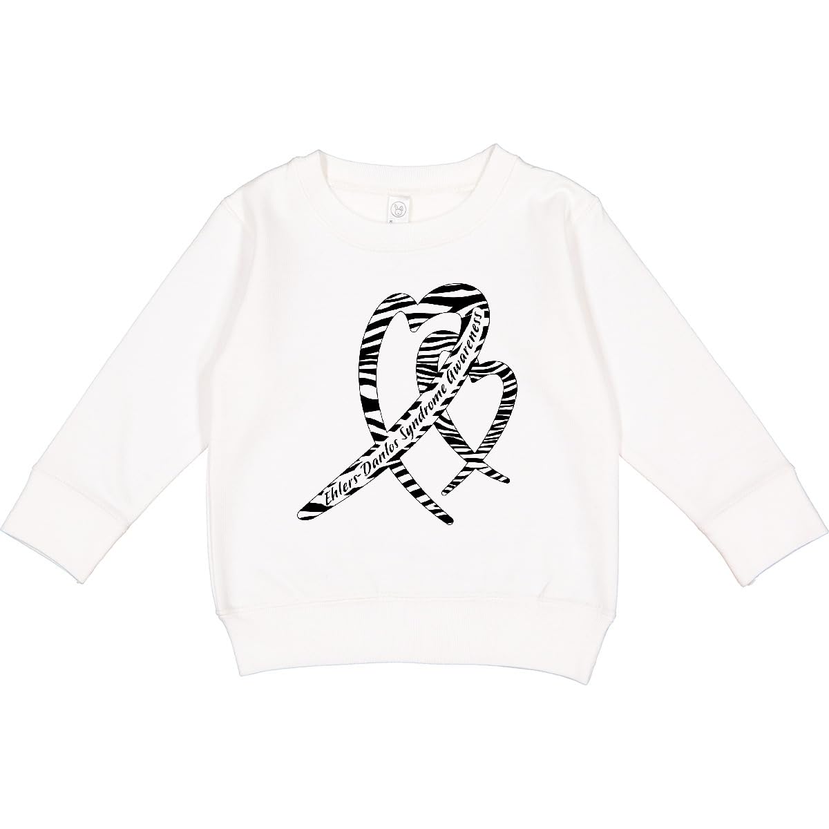 inktastic Ehlers-Danlos Syndrome Awareness Zebra Heart Ribbons Toddler Sweatshirt 3T White 452f8