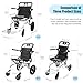 White Streak Portable Folding Transport Wheelchair, Ultra-Light Wheelchair (Only 14lbs) for Adults and Seniors with Telescopic Handle & 12 Inches Rear Wheels, 20 Inches White L