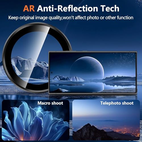 Image of Premium Camera Lens Protector Compatible For Samsung Galaxy S24 Ultra 5G (Black) Camera Lens Protector - 9H Tempered Glass, Military-Grade Anti-Scratch, Case-Friendly, Easy Install Frame