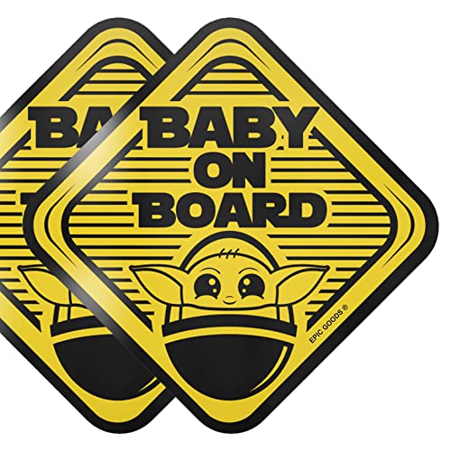 Image of EPIC GOODS Baby On Board Magnets [2-Pack] Baby On Board Signs | Baby Gift Set - Best Child Safety Sign for Car, Truck, Van, Bumper, Laptop, Flask, Water Bottle (Magnets)