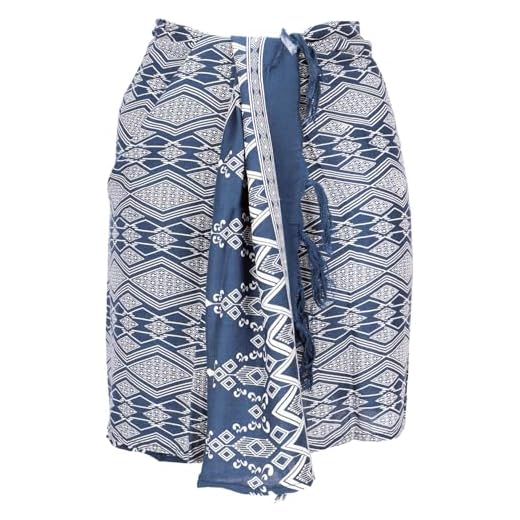 GURU SHOP Sarong Bali Slim - Jupe portefeuille - Sarong - Écharpe - Homme/Femme - Bleu - Synthétique - Taille unique, losanges/bleu foncé, taille unique