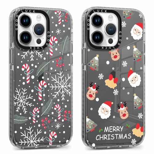 Xylota 2 Pieces Christmas Cover for iPhone 14 Pro 6.1 Inches, Transparent Christmas Case Cartoon Deer Design Cute Women Girls Christmas Cover, Slim Silicone TPU Bumper Shockproof Case, Santa Claus 02 Xylota 2 Pieces Christmas Cover for iPhone 14 Pro 6.1 Inches, Transparent Christmas Case Cartoon Deer Design Cute Women Girls Christmas Cover, Slim Silicone TPU Bumper Shockproof Case, Santa Claus 02