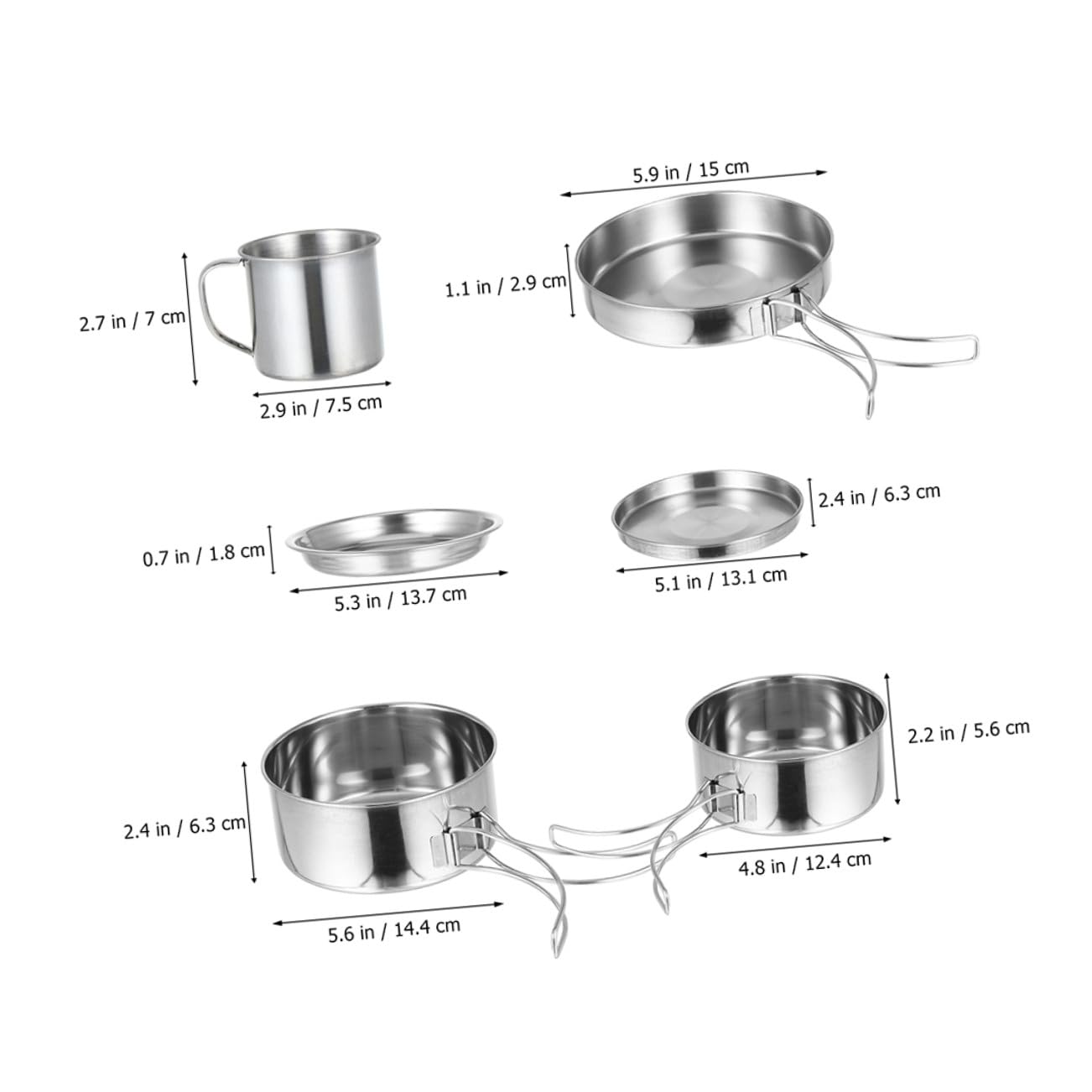 Kit de Casseroles Camping INOX Portable pour Personnes Ustensiles pour Randonnée Pique- et Barbecue Plein Air
