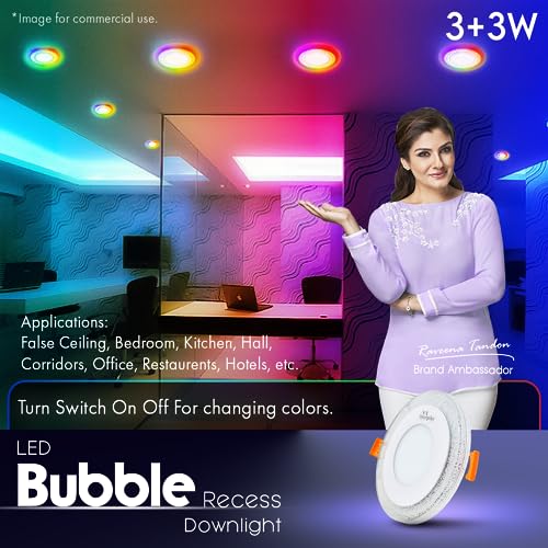 Image of Murphy 6 Watt (3+3W) Round Double Colour Led Conceal Panel Light, Ceiling Light with 2 Year Warranty(Multi Color+CW,Pack of 2)