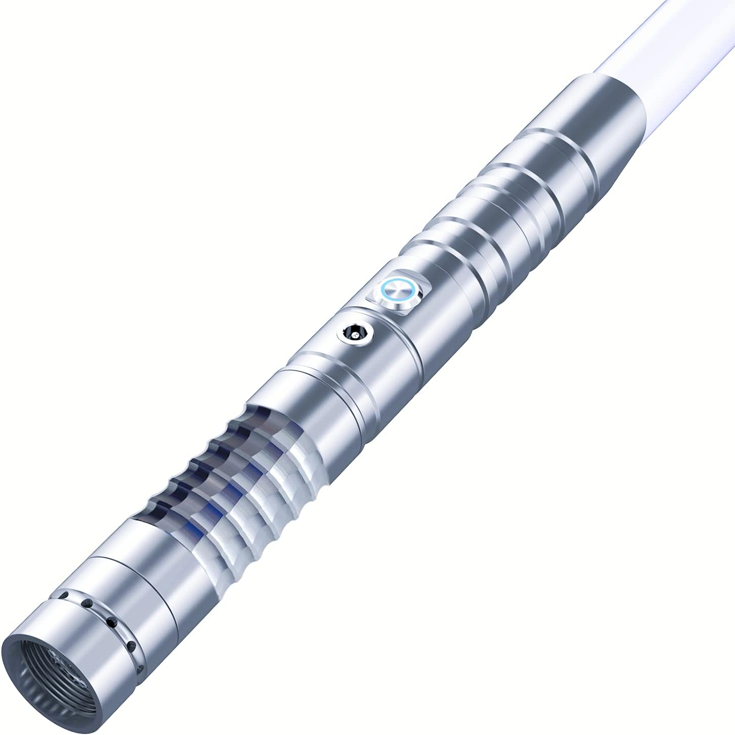 Lorsaberus Light Saber, 10 Mode Sound RGB 12 Color Changeable Metal Hilt Light Sabers, Dueling Smooth Swing Light Saber Sword for Men, Children's Day Gifts for Him (1 inch Blade) (Silver) sliver