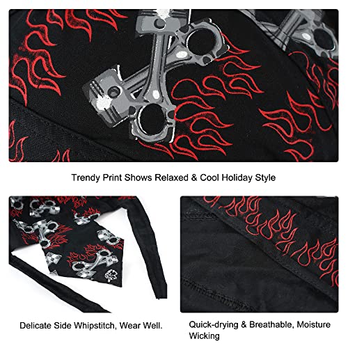 Docila Black Cotton Do Rags For Women Men Trendy Spider/Feather/Flame Helmet Liner Hat Adjustable Pirate Head Scarf Bandana Beanie Cap #TOP3