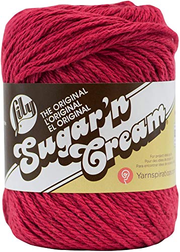 Image of Lily Sugar 'N Cream The Original Solid Yarn, 2.5oz, Medium 4 Gauge, 100% Cotton - Country Red - Machine Wash & Dry