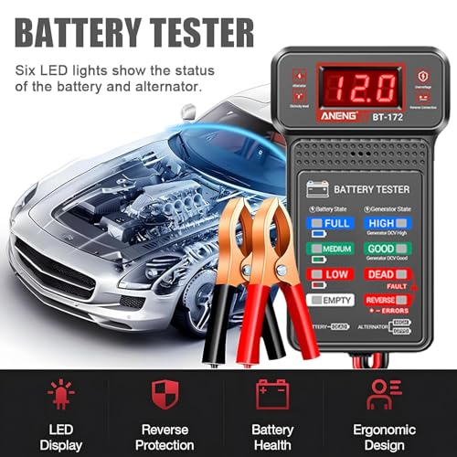 12V Digital Battery Tester, Voltmeter And Alternator Charging System Analyze With Led Display And Led Indication Automotive Alternator Voltmeter Charging System Analyzer For Trucks Boats Motorcycles - 3