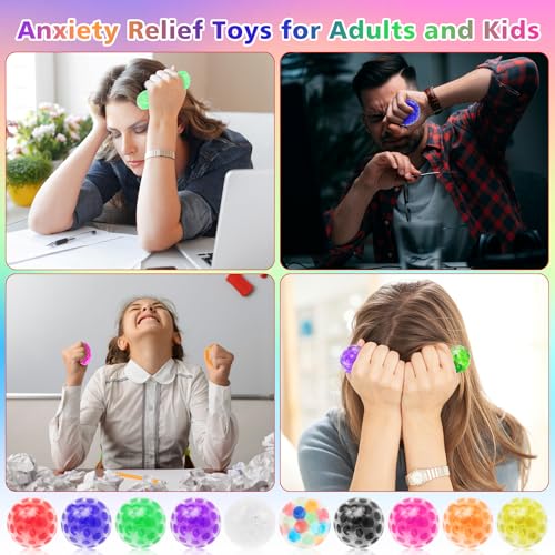 10Stks Weiches Wasserperlen Stressbälle, 3.3cm Mini Quetschbälle in Zufällige Farben, Gummi Spielzeug Partytütenfüller, Quetschbare Sensorische Bälle mit Wasser Perlen für Erwachsene ADHS
