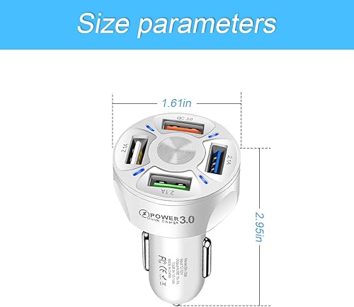 Miniatura 2 de Adaptador de cargador para coche, cargador rápido USB de 4 puertos, QC3.0, cargador rápido de teléfono para coche con pantalla de luz LED,