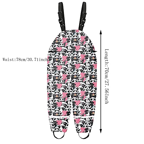 Kids Toddler Rain Bib Pants Boys Girls Cute Panda Heart Printed Suspender Muddy Play Waterproof Overalls Rainwear2
