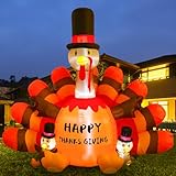 Onory 6FT Thanksgiving Inflatables Outdoor Decoration, Inflatable Turkey Blow Up with Built-in LEDs for Thanksgiving Party Indoor Outdoor Yard Garden Lawn Décor
