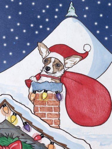 C909 Chihuahua Rooftop Christmas Boxed Cards - Pack of 10