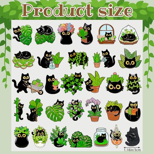 Image of Landical 30 /60 Pcs Cute Enamel Pins Bulk Plant Flower Animal Halloween Gothic Fall Pumpkin Cartoon Lapel Pin Brooches Jewelry Gift for Backpack Clothes Hats Accessories