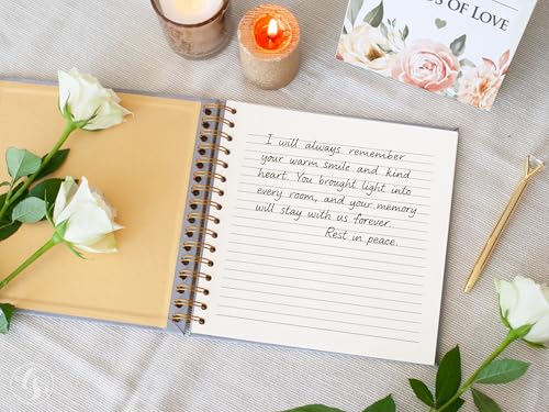 Image of Funeral Guest Book for Memorial or Celebration of Life - Velvet Hardcover with Photo Frame - Includes Pen or Marker and Sign (Gray - Small)