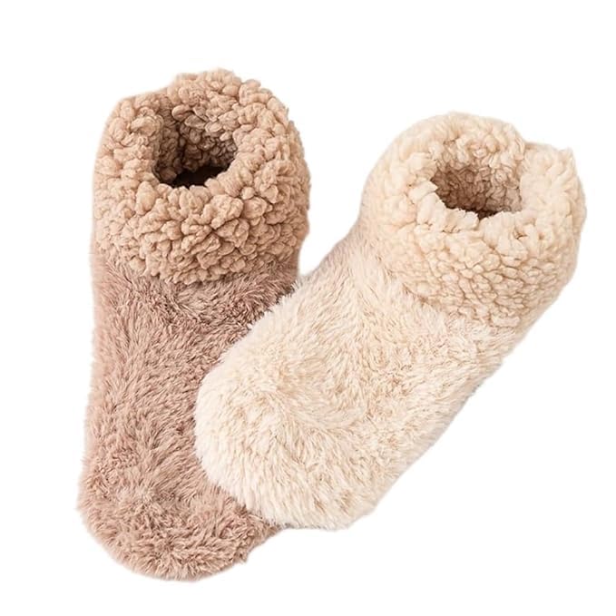 Women’s Fuzzy Slipper Socks – Ultra Soft Cozy Winter Sleep Socks with Non-Slip Grips | Plush Warm Indoor Home Socks for Bedroom & Lounge | Multicolor Solid Cozy Slipper Socks-image-6