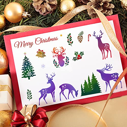 CRASPIRE Christmas Clear Stamp Elk Mistletoe Pine Cones Snowflake Deer Silicone Stamp Seal Transparent Rubber Stamps for Christmas Card Making Decoration DIY Scrapbooking Decor Craft - Image 3
