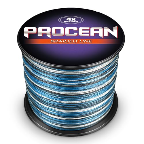 Procean Linha de pesca trançada 100% PE 4 e 8 fios, linhas trançadas sensíveis de 2,7 a 136 kg, supe