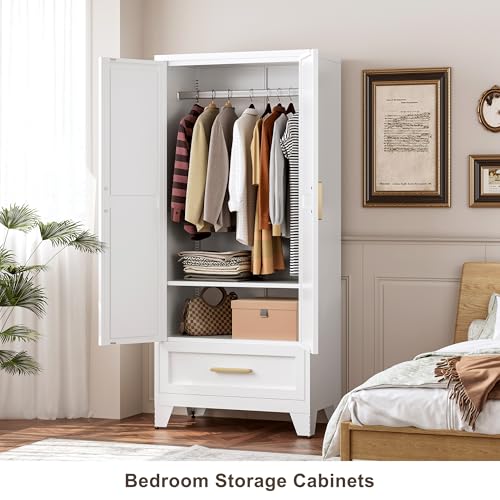 71-Farmhouse-WardrobeCottage-Storage-Cabinet-with-barn-Door-Adjustable-ShelvesFreestanding-for-Bedroom-Walk-in-Closet-Sauna-Laundry-Room-Balcony-Storage-Room-Home-OfficeWhite 71 Farmhouse WardrobeCottage Storage Cabinet with barn Door Adjustable ShelvesFreestanding for Bedroom Walk in Closet Sauna Laundry Room Balcony Storage Room Home OfficeWhite