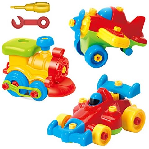 Take Apart Toys Set - Airplane, Train, Racing Car - STEM Learning Construction Tools for Kids 3-6+ Cover