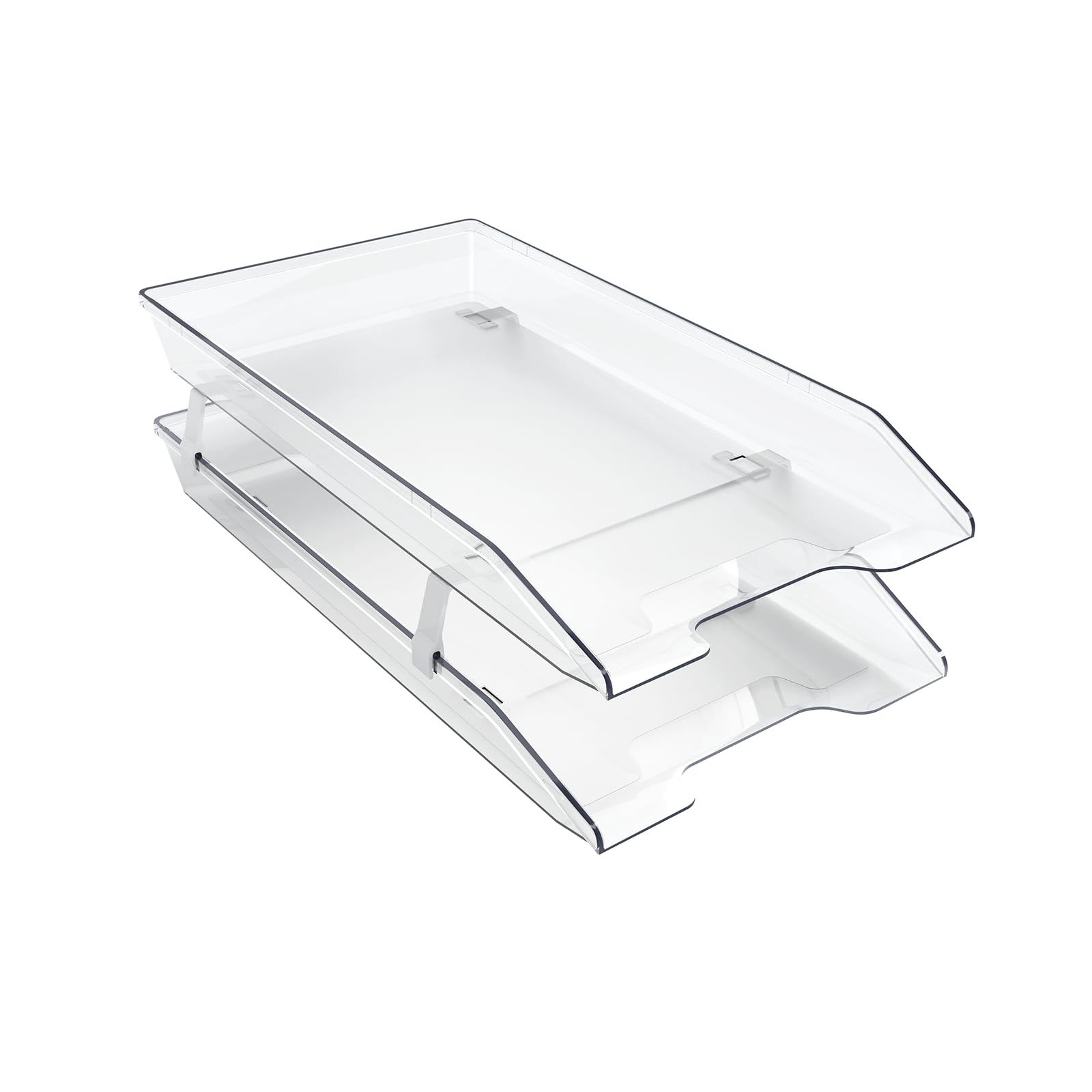 Acrimet Bandeja de 2 niveles para cartas legales, carga frontal (tamaño legal) (plástico) (color cristal transparente) fabricada en Estados Unidos
