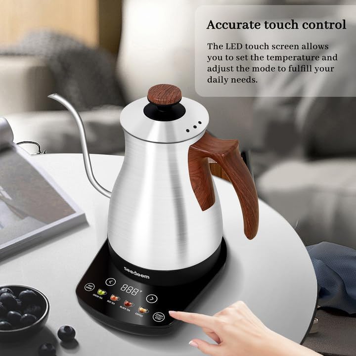 Tetera Eléctrica SEEDEEM 1L Acero Inoxidable Plateada miniatura 7