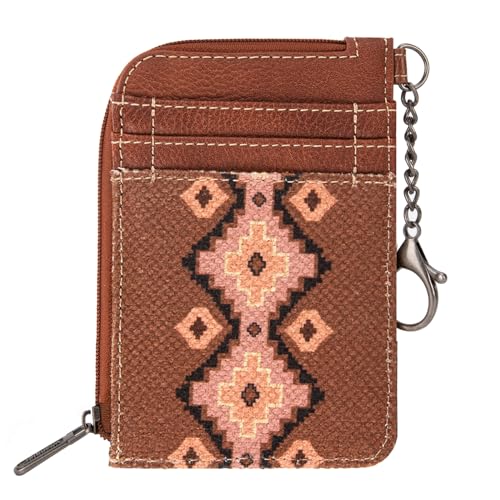 Montana West Wrangler Card Wallet for Women Boho Aztec Credit Card Holder with Zipper Pocket