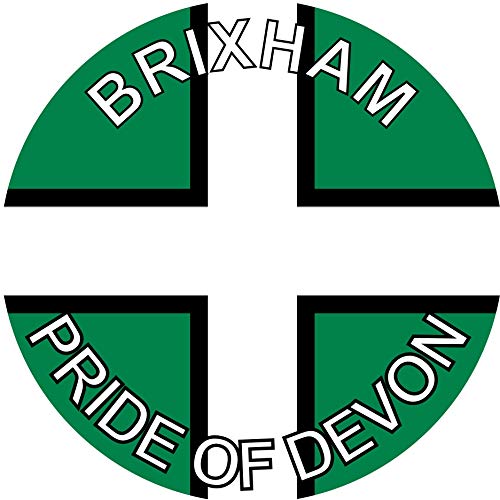 Brixham - Pride of Devon - (Two Pack) 80mm Diameter Car Bumper Window Decal Sticker