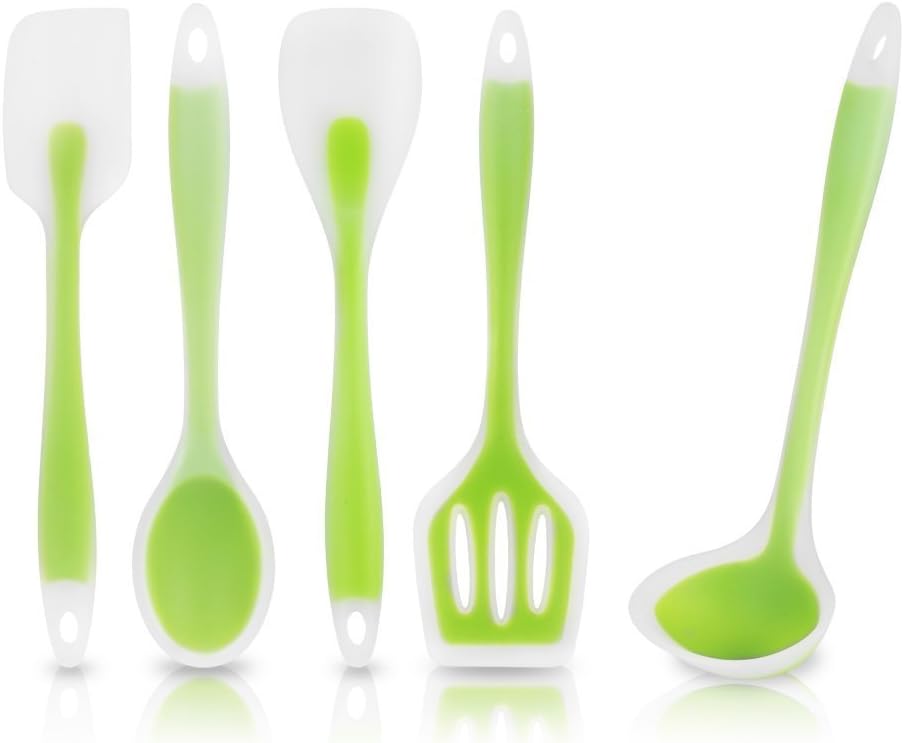 KitchCo Heat-Resistant Cooking Utensil Set - Designed with Premium Non-Stick Silicone for Superior Durability, Hygiene & Comfort of Use, 5 Piece