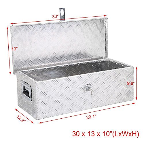go2buy Aluminum Tool Box Storage for Truck Pickup Bed Trailer w/Lock, 30 x