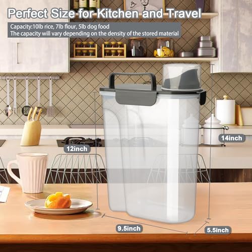 Komzon Recipiente de armazenamento de arroz de 10 lb, armazenamento hermético de recipientes de cere