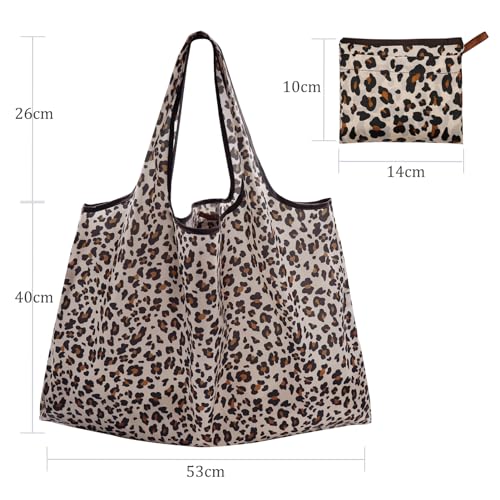FenFang Einkaufstasche Faltbar Groß, Einkaufsbeutel Stoff Wiederverwendbare, Mehrwegtasche Faltbare Tasche Leichte Schnelltrocknend für Einkauf Reise Ausflug, 56 X 67 cm (Khaki)