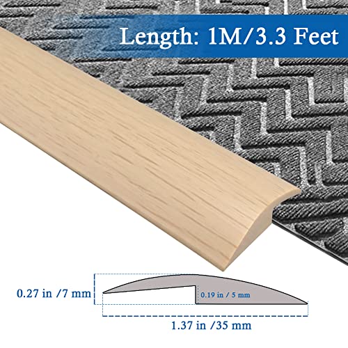 Floor Transition Strip Self Adhesive Carpet & Flooring Transitions Edging Trim Strip Pvc Threshold Transitions Suitable For Threshold Height Less Than 5Mm (3.3Ft, Wood Grain Beige-New) #TOP1