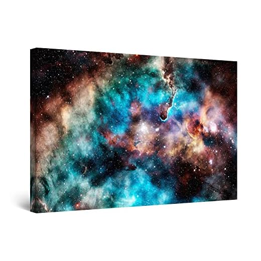 Startonight Cuadro Moderno en Lienzo Para Salon - Nebulosa Multicolor - Pintura Abstracta Decoración Grande 80 x 120 cm