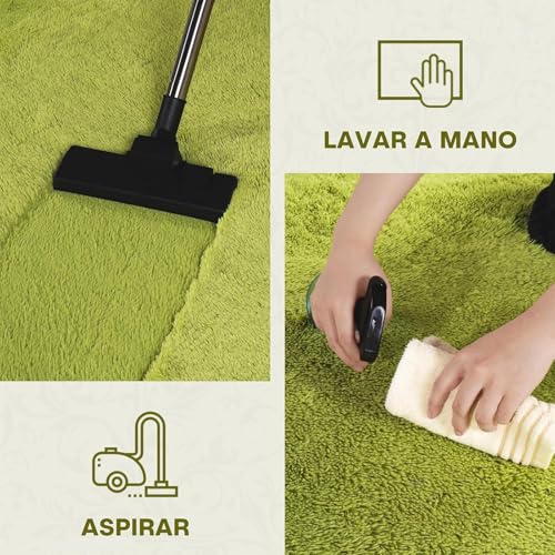 Tapis de Salon Moelleux Vert 330x350 cm Ne Perd Pas Ses Poils Dessus Pelucheux pour Grand Espace