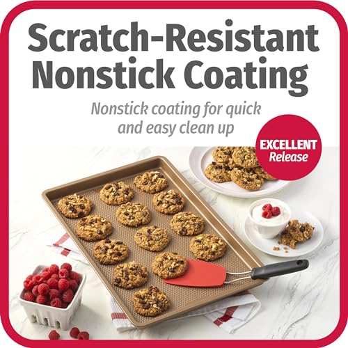 GoodCook BestBake Nonstick Textured Carbon Steel Cookie Sheet, 11" x 17", Large Baking Sheet, Even Heating, Scratch-Resistant, Non-Toxic, Durable, Ideal for Baking and Sheet Pan Dinners - Image 3