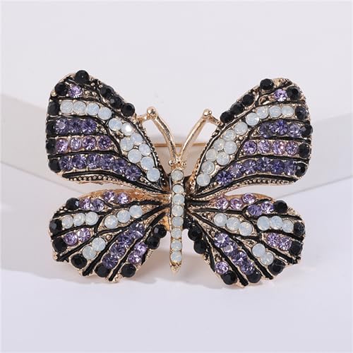 Image of Butterfly Brooch Pins for Women Girls Multicolor Shining Rhinestone Crystal Butterfly Brooch Pin Lapel Safety Pin Corsage Scarf Shawl Clothing Accessories Wedding Party Banquet