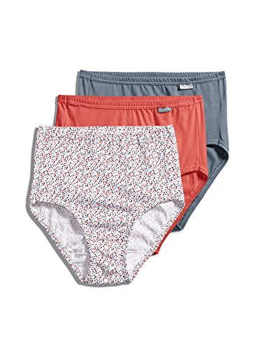 Image of Jockey Women's Underwear Plus Size 100% Cotton Elance Brief - 3 Pack, Violet Veil /Coral Mist Heather /Tango Dot, 9