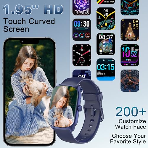 STECEi Smartwatch für Herren & Damen, 1,95'' HD Curved-Display, Bluetooth-Anruf entgegennehmen/tätigen, 112 Sportmodi… – Ansicht 4