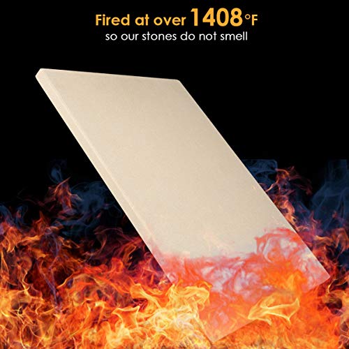 Pizza Stone for Oven and Grill/BBQ Cook, 15"x12" Cordierite Pizza Cooking Stone with Free Pizza Scraper, Resistant Durable and Safe Baking Stone, 15x12 Inch - Thumbnail 6