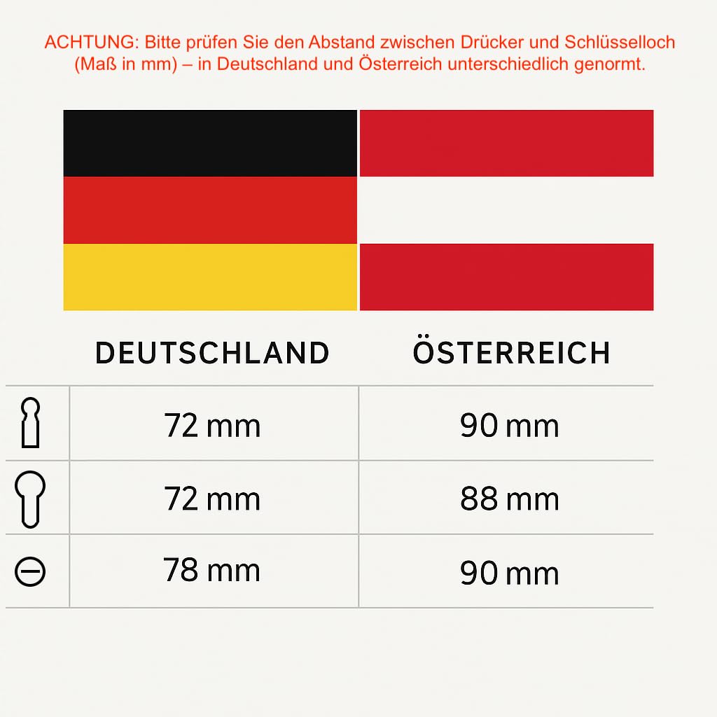 Beschläge Hamburg Türbeschlag EMILY ART 70-09Z MPC WC – Türklinke in Chrom poliert, 90 mm WC/Bad Verriegelung, Drückergarnitur für Innentüren – NUR für ÖNORM/ÖSTERREICH