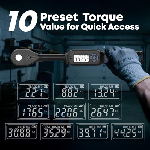 Image of 3 /8 Torque Wrench Digital (2.21-44.25 Ft. Lb) ±2% High accuracy Digital Torque Wrench 3 /8 Drive Ratchet with Buzzer&LED Indicator Track Mode /Universal Joint&6 inch Xtension Bar for Bike Moto Auto
