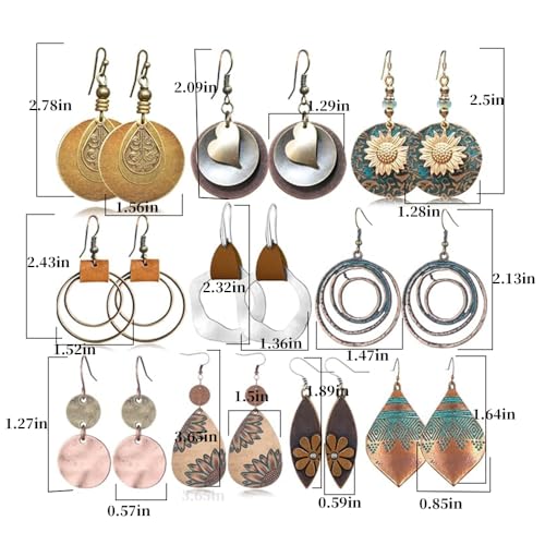 10 Pairs Vintage Dangle Earrings for Women Boho Jewelry Set Sunflower Geometric Teardrop Earring Christmas Gifts3