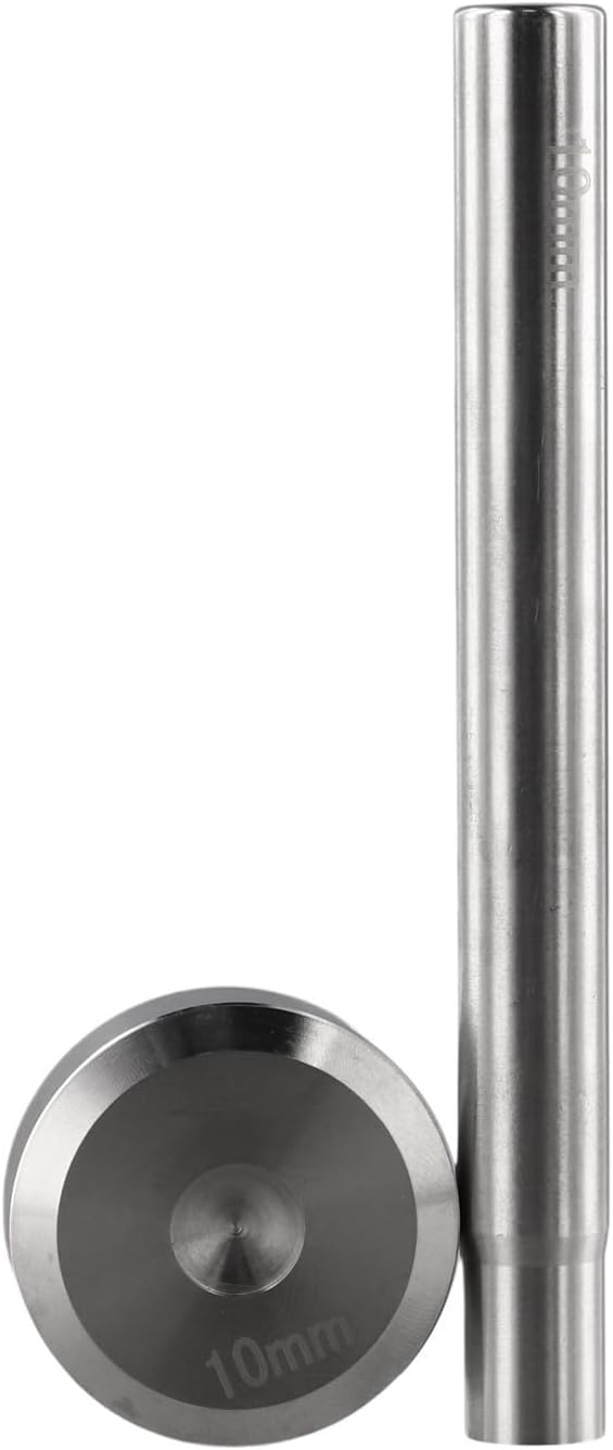 Niceminiwall Double Cap Rivet Setting Tool Kit with Punch and Base, Steel Hand Tool for Leather Craft DIY Projects, Compatible with Single and Double Cap Rivets in 6mm, 8mm, 10mm Ap(10mm)