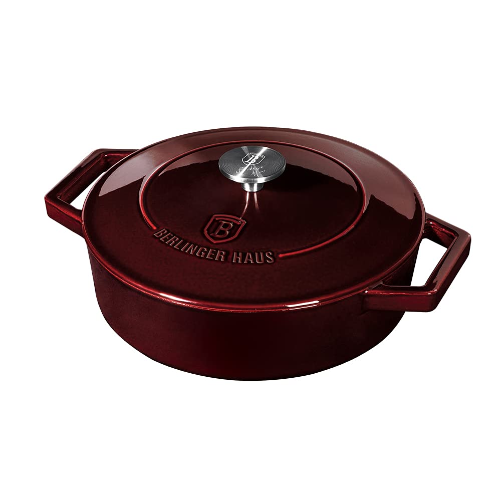 Cast Iron Shallow Pot 26 cm Burgundy