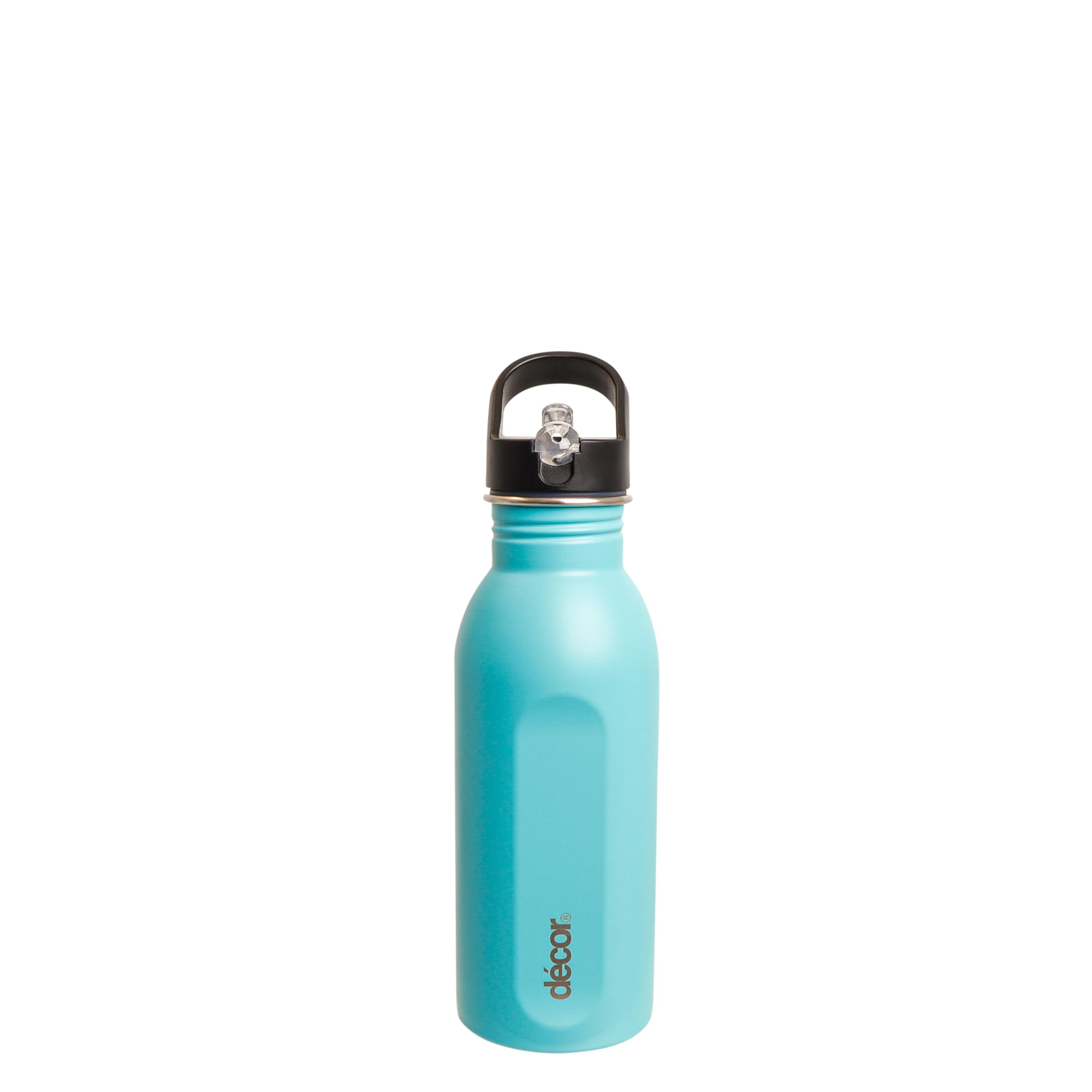 Décor Snap n Seal 500ml Stainless Steel Water Bottle with Straw, BPA Free - Leakproof Metal Flask with Carry Handle for School, Travel, Work & Gym - Ideal Drinking Bottle for Kids & Adults - Aqua